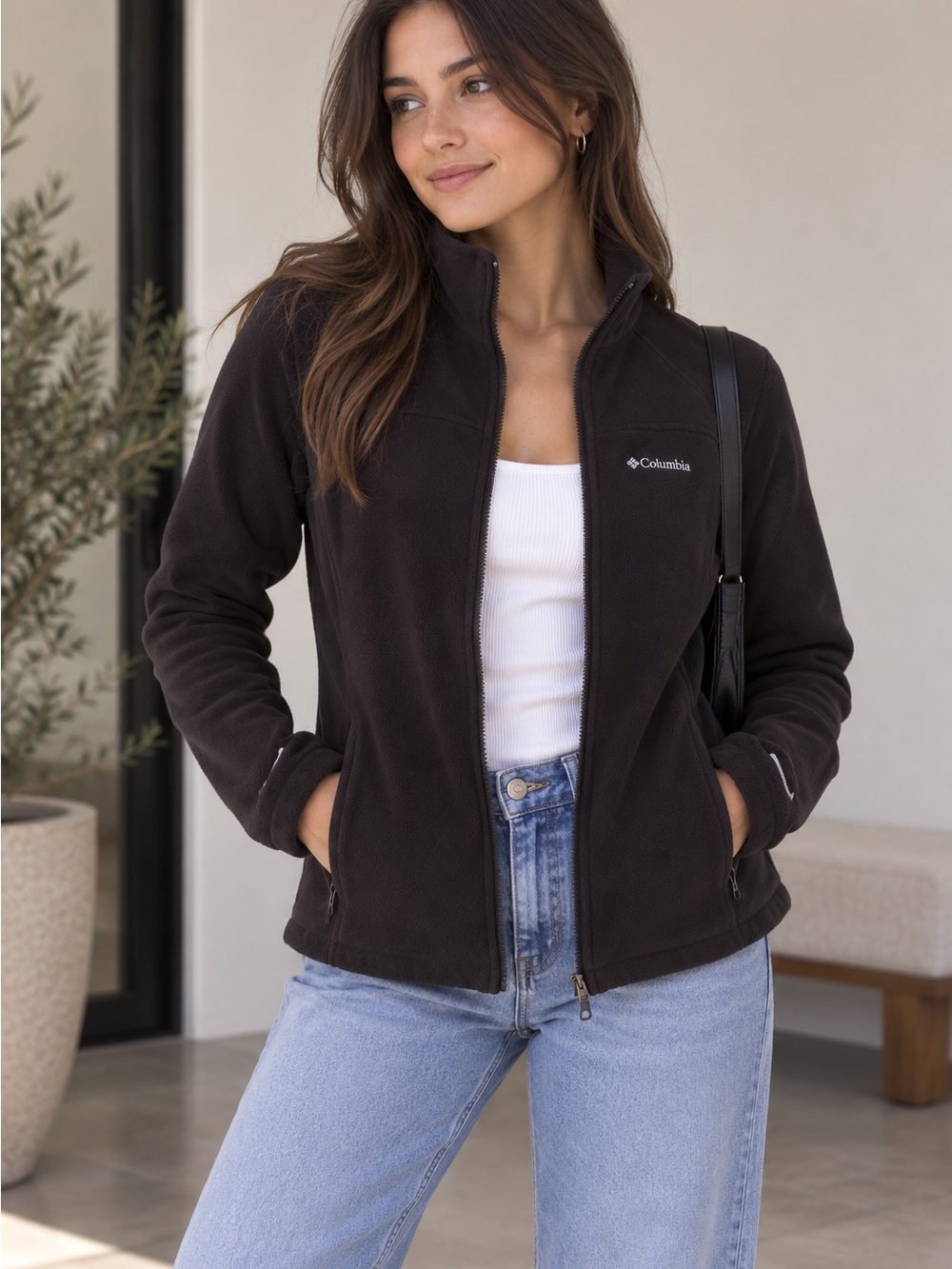 Columbia Women's Black Full-Zip Teddy Fleece Jacket